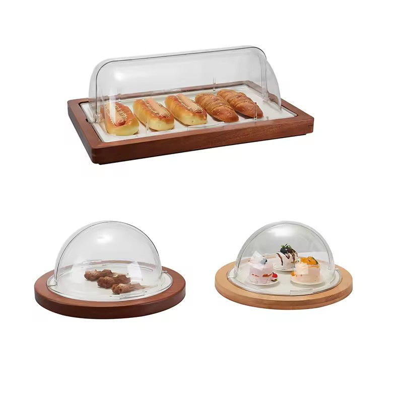 玻璃罩木质蛋糕架｜下午茶专用防尘甜品托盘 主图